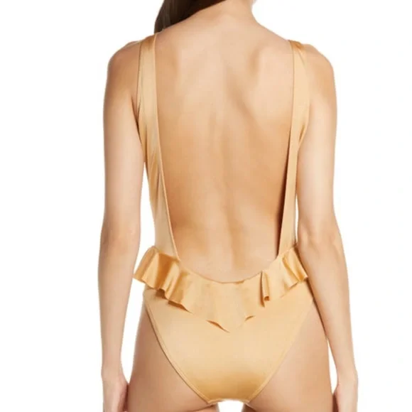 Something Navy Gold Cream One Piece Swimsuit - Picture 2 of 10